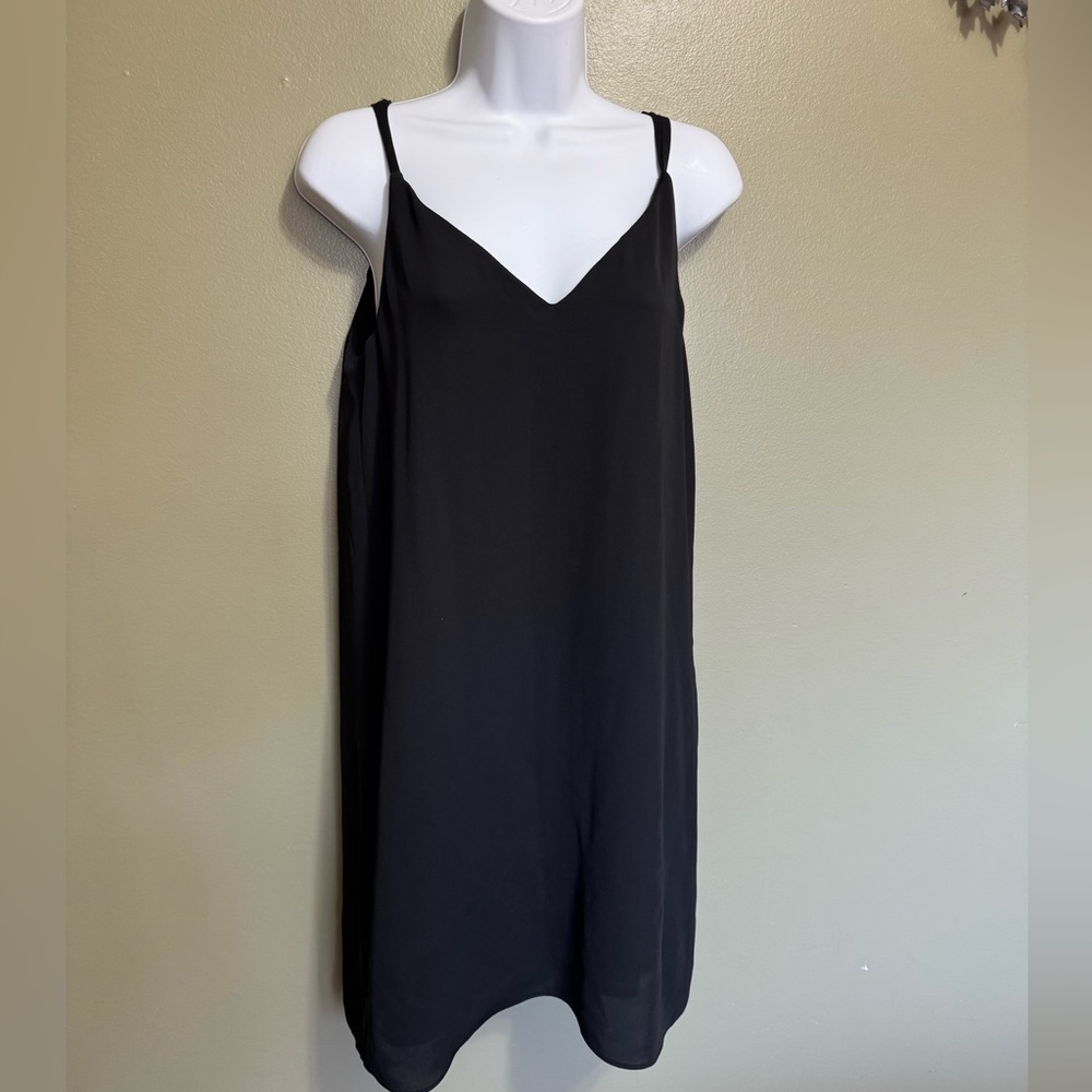 Top Shop Silky Black Slip Dress, Size 6